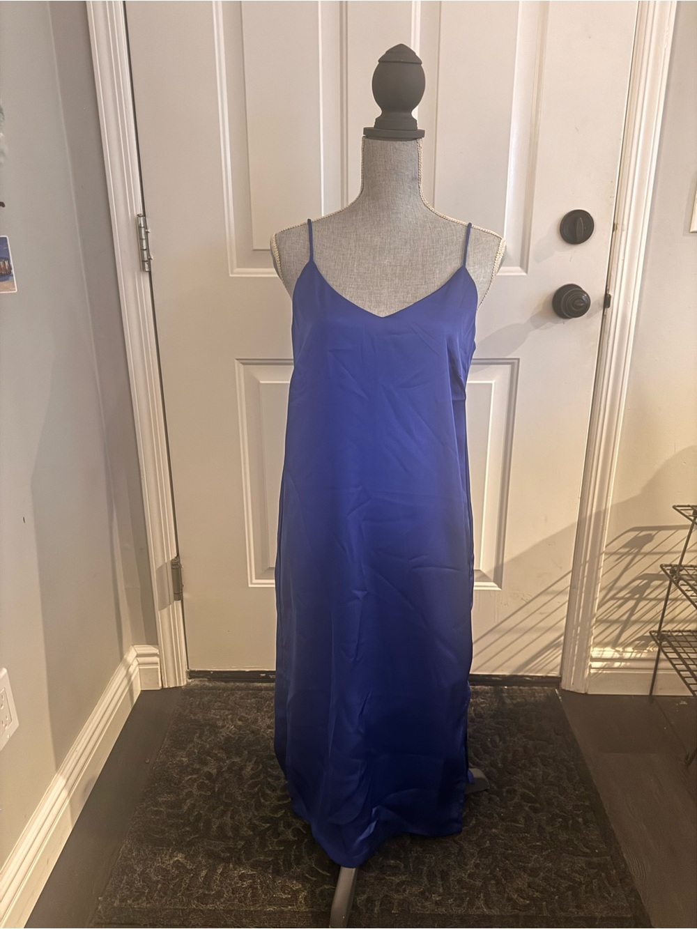 Shinestar Blue Satin Slip Dress